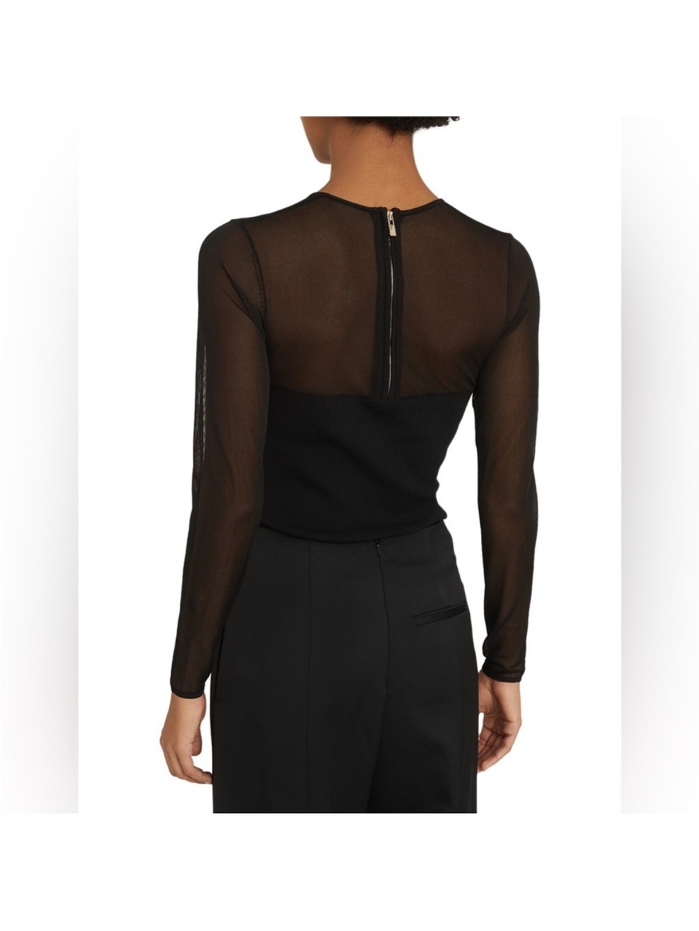 Reiss Lily Semi Sheer Slim Fit Top Long Sleeve Zipper Edgy Sexy Women’s Size XS - Picture 2 of 7